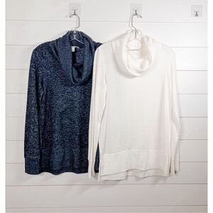 NWOT Nine West Cowl Neck Pullover Sweater White Gray Small Set of 2